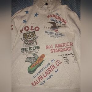 Ralph Lauren Graphic Hoodie - Oatmeal Multi Patch